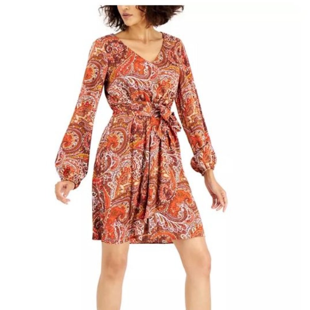 INC International Concepts Printed Fit & Flare Dress 12
